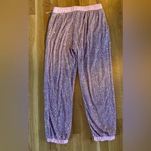 Sequin joggers  elastic at waist and ankles. Where is the party?